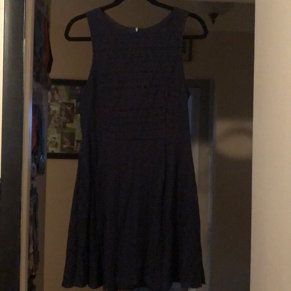 Navy Blue Lace Lined Mini Dress